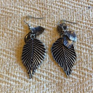 Lightweight silver leaf earrings
